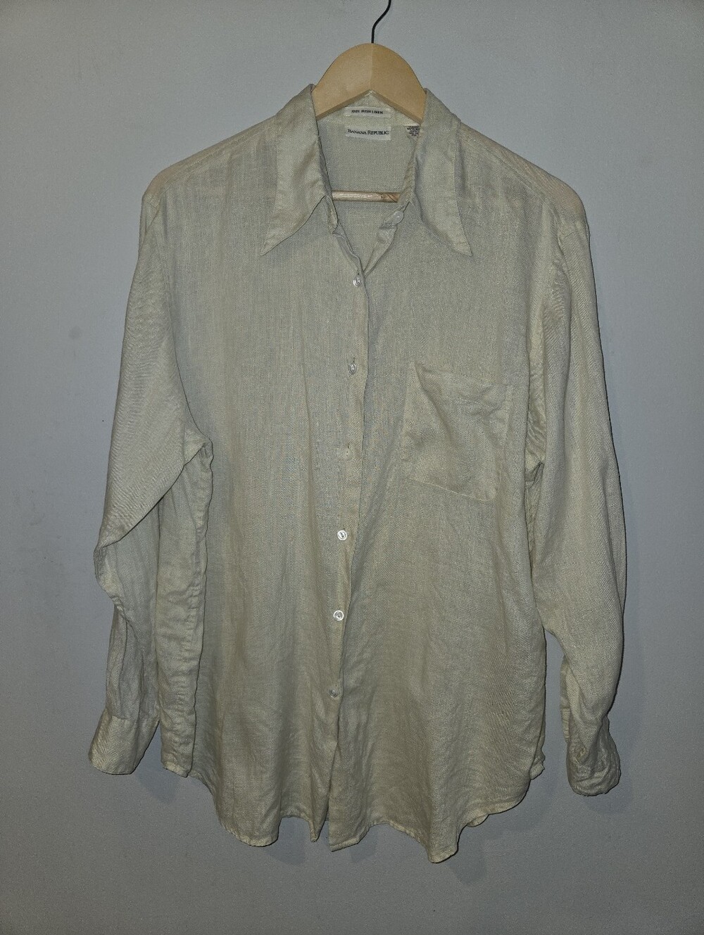 Vintage Banana Republic 100% Irish Linen Shirt Large Oversized Coastal Cover Up